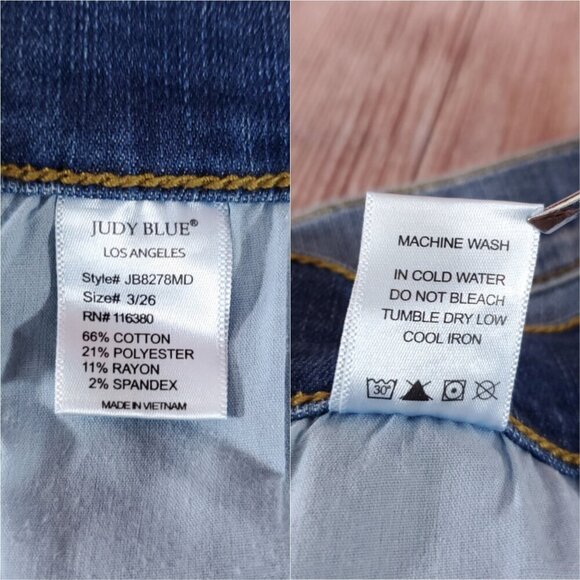 NWT Judy Blue Womens Size 3/26 Skinny Fit Blue Denim Jeans Ankle Slit - Picture 14 of 15